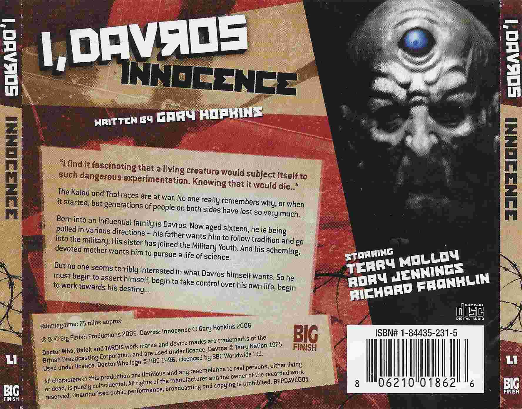 Picture of BFPDAVCD 01 Doctor Who - I, Davros innocence by artist Gary Hopkins from the BBC records and Tapes library